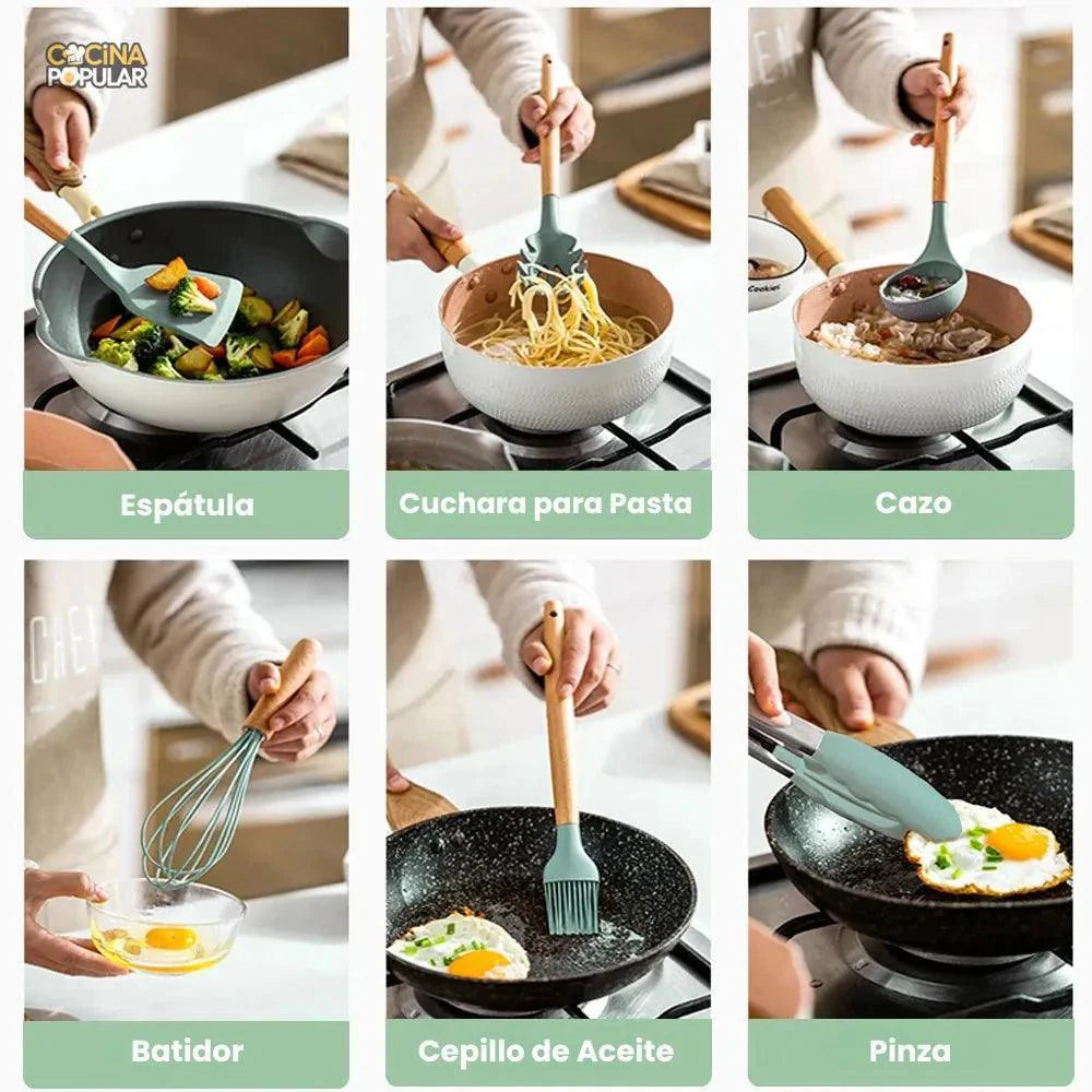 Juego de Utensilios de Cocina de Silicona - Cocina Popular - Cocina Popular