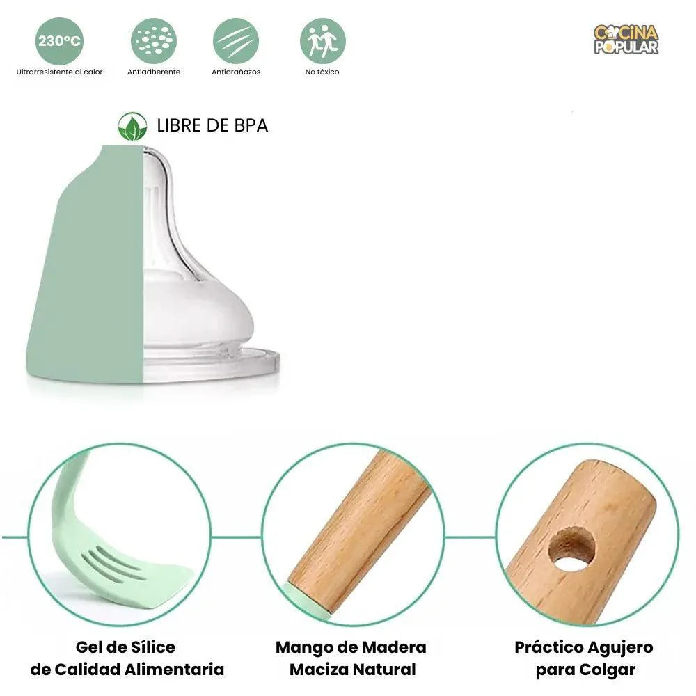 Juego de Utensilios de Cocina de Silicona - Cocina Popular - Cocina Popular