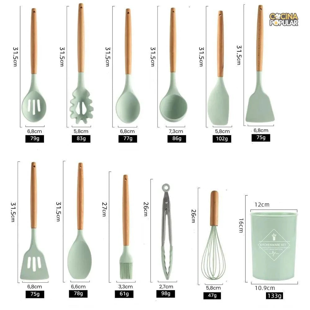 Juego de Utensilios de Cocina de Silicona - Cocina Popular - Cocina Popular