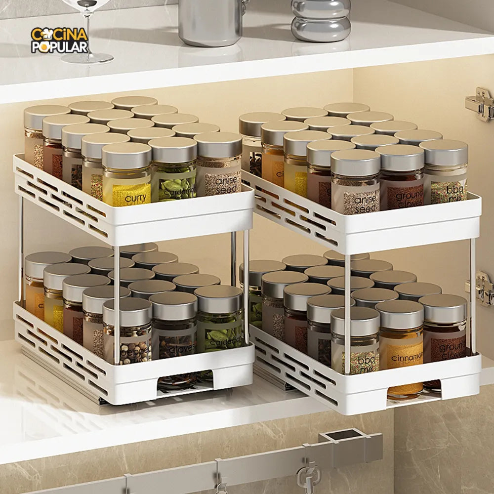 Estante de Almacenamiento de Condimentos Deslizante - Cocina Popular - Cocina Popular