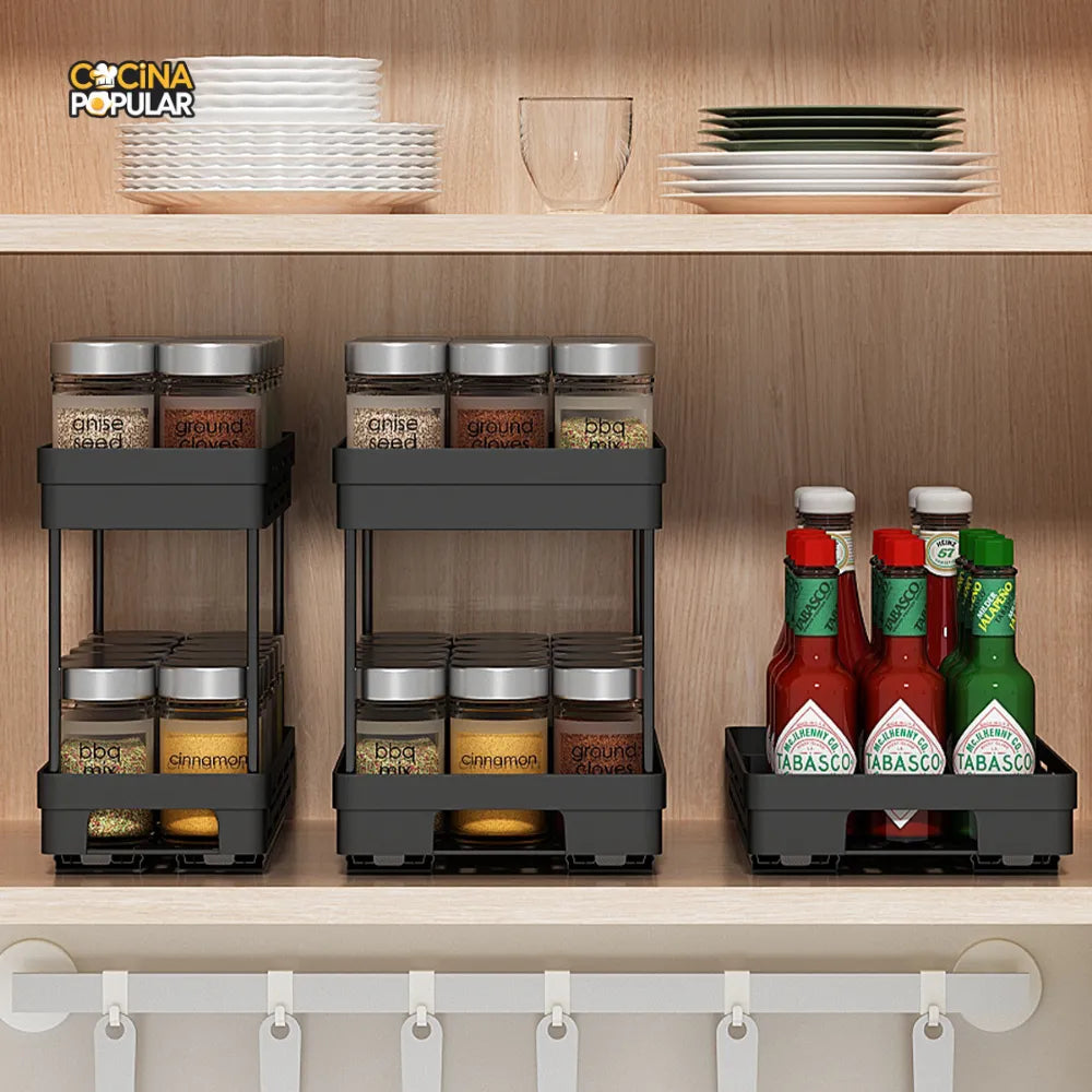 Estante de Almacenamiento de Condimentos Deslizante - Cocina Popular - Cocina Popular