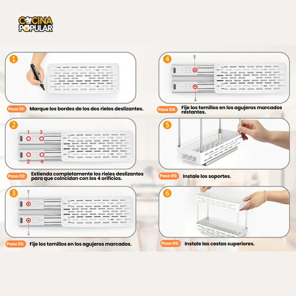 Estante de Almacenamiento de Condimentos Deslizante - Cocina Popular - Cocina Popular