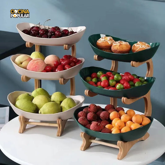 Plato de Frutas de 2/3 Capas - Diseño Moderno y Versátil - Cocina Popular - Cocina Popular