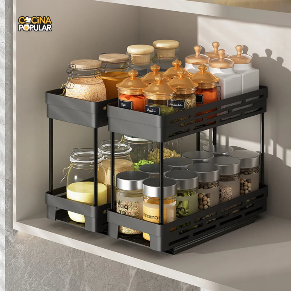 Estante de Almacenamiento de Condimentos Deslizante - Cocina Popular - Cocina Popular