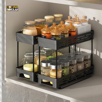 Estante de Almacenamiento de Condimentos Deslizante - Cocina Popular - Cocina Popular