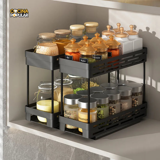 Estante de Almacenamiento de Condimentos Deslizante - Cocina Popular - Cocina Popular