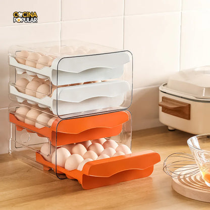 Organizador de Huevos de 32 Rejillas - Diseño de Cajón para Nevera - Cocina Popular - Cocina Popular