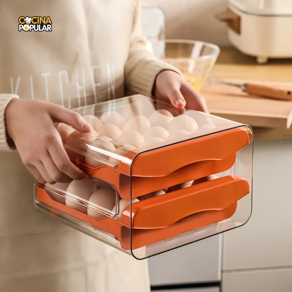 Organizador de Huevos de 32 Rejillas - Diseño de Cajón para Nevera - Cocina Popular - Cocina Popular