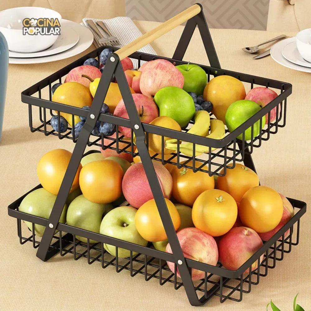 Cesta Desmontable de 2 Niveles - Organizador de Frutas y Verduras - Cocina Popular - Cocina Popular