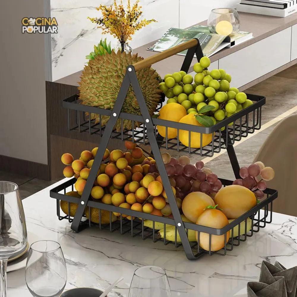 Cesta Desmontable de 2 Niveles - Organizador de Frutas y Verduras - Cocina Popular - Cocina Popular